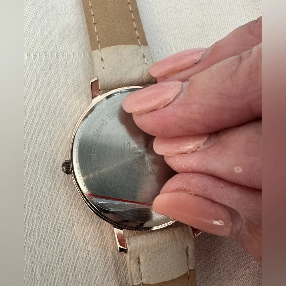 Nanette Wristwatch - Cream Straps. Needs Battery Replacement